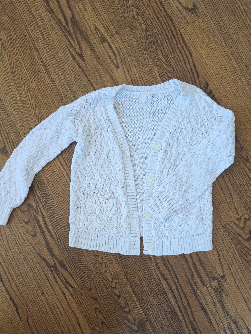 abercrombie kids Cream Cable-Knit Button Cardigan
